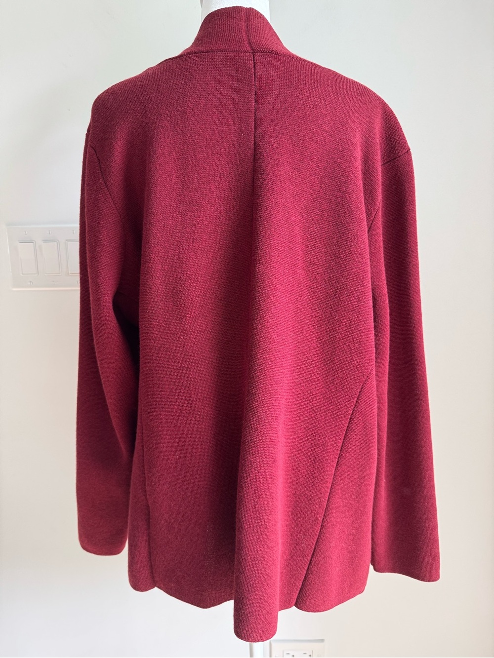 Eileen Fisher 100% Wool Italian Yarn Open Burgundy Cardigan Size 1X - Picture 4 of 8